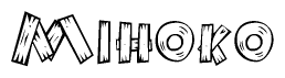 The clipart image shows the name Mihoko stylized to look like it is constructed out of separate wooden planks or boards, with each letter having wood grain and plank-like details.