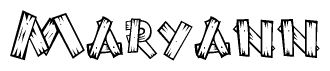 The clipart image shows the name Maryann stylized to look like it is constructed out of separate wooden planks or boards, with each letter having wood grain and plank-like details.