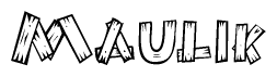 The clipart image shows the name Maulik stylized to look like it is constructed out of separate wooden planks or boards, with each letter having wood grain and plank-like details.