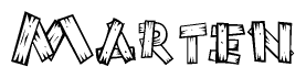 The clipart image shows the name Marten stylized to look as if it has been constructed out of wooden planks or logs. Each letter is designed to resemble pieces of wood.
