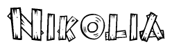 The clipart image shows the name Nikolia stylized to look like it is constructed out of separate wooden planks or boards, with each letter having wood grain and plank-like details.
