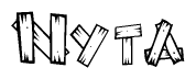 The clipart image shows the name Nyta stylized to look as if it has been constructed out of wooden planks or logs. Each letter is designed to resemble pieces of wood.