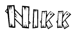 The clipart image shows the name Nikk stylized to look like it is constructed out of separate wooden planks or boards, with each letter having wood grain and plank-like details.