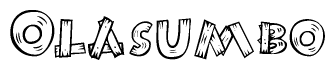 The clipart image shows the name Olasumbo stylized to look as if it has been constructed out of wooden planks or logs. Each letter is designed to resemble pieces of wood.