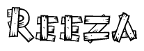 The clipart image shows the name Reeza stylized to look like it is constructed out of separate wooden planks or boards, with each letter having wood grain and plank-like details.