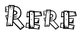 The clipart image shows the name Rere stylized to look like it is constructed out of separate wooden planks or boards, with each letter having wood grain and plank-like details.