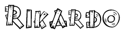 The clipart image shows the name Rikardo stylized to look like it is constructed out of separate wooden planks or boards, with each letter having wood grain and plank-like details.