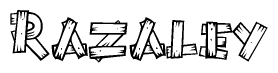 The clipart image shows the name Razaley stylized to look like it is constructed out of separate wooden planks or boards, with each letter having wood grain and plank-like details.