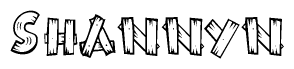 The clipart image shows the name Shannyn stylized to look like it is constructed out of separate wooden planks or boards, with each letter having wood grain and plank-like details.