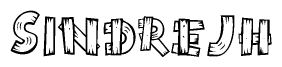 The clipart image shows the name Sindrejh stylized to look like it is constructed out of separate wooden planks or boards, with each letter having wood grain and plank-like details.