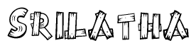 The clipart image shows the name Srilatha stylized to look as if it has been constructed out of wooden planks or logs. Each letter is designed to resemble pieces of wood.