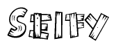 The clipart image shows the name Seify stylized to look like it is constructed out of separate wooden planks or boards, with each letter having wood grain and plank-like details.