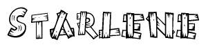 The image contains the name Starlene written in a decorative, stylized font with a hand-drawn appearance. The lines are made up of what appears to be planks of wood, which are nailed together