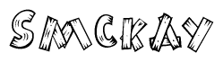 The image contains the name Smckay written in a decorative, stylized font with a hand-drawn appearance. The lines are made up of what appears to be planks of wood, which are nailed together