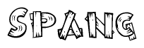 The clipart image shows the name Spang stylized to look like it is constructed out of separate wooden planks or boards, with each letter having wood grain and plank-like details.