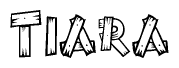 The image contains the name Tiara written in a decorative, stylized font with a hand-drawn appearance. The lines are made up of what appears to be planks of wood, which are nailed together
