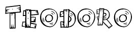 The clipart image shows the name Teodoro stylized to look like it is constructed out of separate wooden planks or boards, with each letter having wood grain and plank-like details.