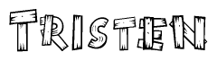 The clipart image shows the name Tristen stylized to look like it is constructed out of separate wooden planks or boards, with each letter having wood grain and plank-like details.