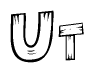 The clipart image shows the name Ut stylized to look as if it has been constructed out of wooden planks or logs. Each letter is designed to resemble pieces of wood.