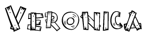 The clipart image shows the name Veronica stylized to look as if it has been constructed out of wooden planks or logs. Each letter is designed to resemble pieces of wood.