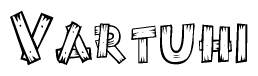 The clipart image shows the name Vartuhi stylized to look as if it has been constructed out of wooden planks or logs. Each letter is designed to resemble pieces of wood.
