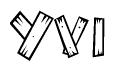 The clipart image shows the name Yvi stylized to look as if it has been constructed out of wooden planks or logs. Each letter is designed to resemble pieces of wood.