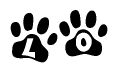 The image shows a series of animal paw prints arranged horizontally. Within each paw print, there's a letter; together they spell Lo