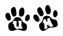   The image shows a series of animal paw prints arranged horizontally. Within each paw print, there