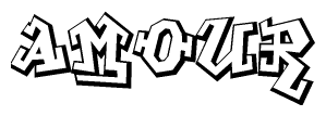 The clipart image features a stylized text in a graffiti font that reads Amour.