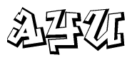 The clipart image features a stylized text in a graffiti font that reads Ayu.