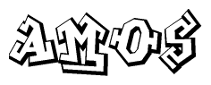 The clipart image features a stylized text in a graffiti font that reads Amos.