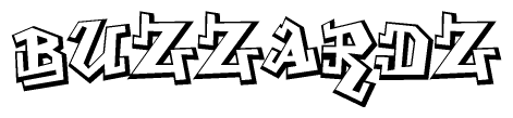 The clipart image depicts the word Buzzardz in a style reminiscent of graffiti. The letters are drawn in a bold, block-like script with sharp angles and a three-dimensional appearance.