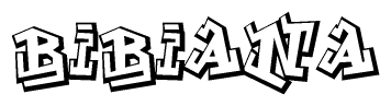 The clipart image depicts the word Bibiana in a style reminiscent of graffiti. The letters are drawn in a bold, block-like script with sharp angles and a three-dimensional appearance.
