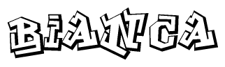 The clipart image depicts the word Bianca in a style reminiscent of graffiti. The letters are drawn in a bold, block-like script with sharp angles and a three-dimensional appearance.