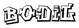 The clipart image depicts the word Bodil in a style reminiscent of graffiti. The letters are drawn in a bold, block-like script with sharp angles and a three-dimensional appearance.