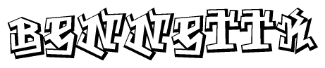 The clipart image depicts the word Bennettk in a style reminiscent of graffiti. The letters are drawn in a bold, block-like script with sharp angles and a three-dimensional appearance.