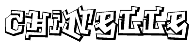 The clipart image depicts the word Chinelle in a style reminiscent of graffiti. The letters are drawn in a bold, block-like script with sharp angles and a three-dimensional appearance.