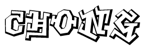 The clipart image depicts the word Chong in a style reminiscent of graffiti. The letters are drawn in a bold, block-like script with sharp angles and a three-dimensional appearance.