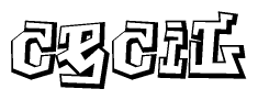 The image is a stylized representation of the letters Cecil designed to mimic the look of graffiti text. The letters are bold and have a three-dimensional appearance, with emphasis on angles and shadowing effects.