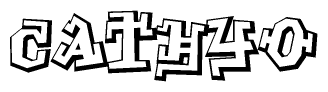 The clipart image depicts the word Cathyo in a style reminiscent of graffiti. The letters are drawn in a bold, block-like script with sharp angles and a three-dimensional appearance.