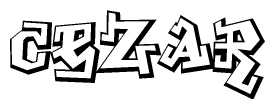 The clipart image depicts the word Cezar in a style reminiscent of graffiti. The letters are drawn in a bold, block-like script with sharp angles and a three-dimensional appearance.