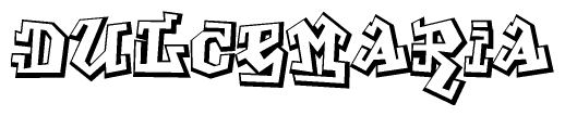 The clipart image depicts the word Dulcemaria in a style reminiscent of graffiti. The letters are drawn in a bold, block-like script with sharp angles and a three-dimensional appearance.