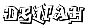 The clipart image features a stylized text in a graffiti font that reads Denah.