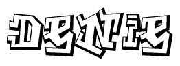 The clipart image features a stylized text in a graffiti font that reads Denie.