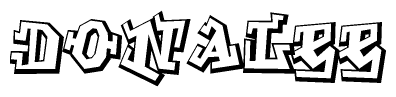 The clipart image depicts the word Donalee in a style reminiscent of graffiti. The letters are drawn in a bold, block-like script with sharp angles and a three-dimensional appearance.