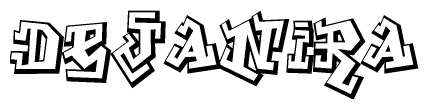 The clipart image depicts the word Dejanira in a style reminiscent of graffiti. The letters are drawn in a bold, block-like script with sharp angles and a three-dimensional appearance.