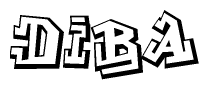 The clipart image features a stylized text in a graffiti font that reads Diba.