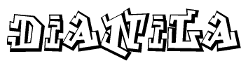 The clipart image depicts the word Dianila in a style reminiscent of graffiti. The letters are drawn in a bold, block-like script with sharp angles and a three-dimensional appearance.