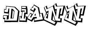 The image is a stylized representation of the letters Diann designed to mimic the look of graffiti text. The letters are bold and have a three-dimensional appearance, with emphasis on angles and shadowing effects.