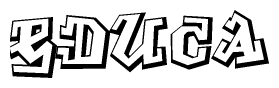 The clipart image depicts the word Educa in a style reminiscent of graffiti. The letters are drawn in a bold, block-like script with sharp angles and a three-dimensional appearance.